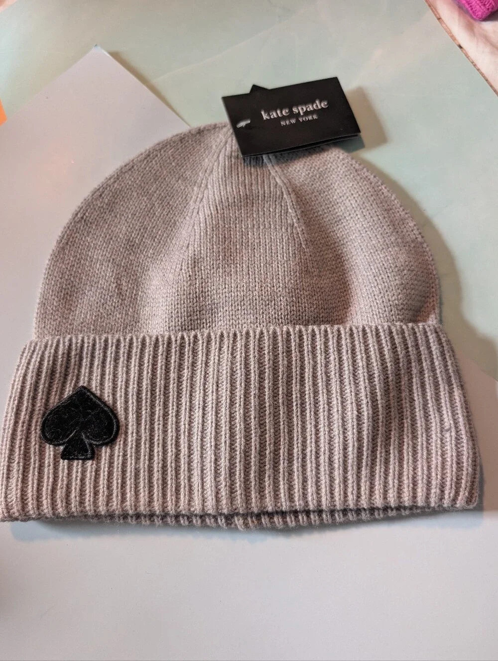 Kate Spade New York flocked spade beanie